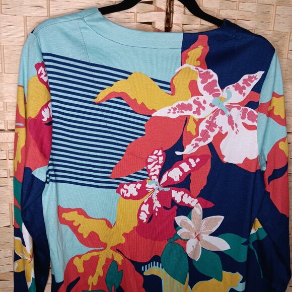 Two Chico's Tops Tropical Long 3/4 Sleeve Pima Cotton Modal Blends 12 - Picture 11 of 13